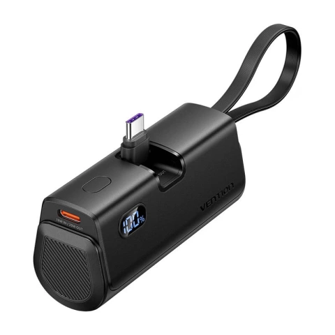 Powerbank Vention Schwarz 4800mAh 22,5W LED Lightning USB-C Schwarz Handheld