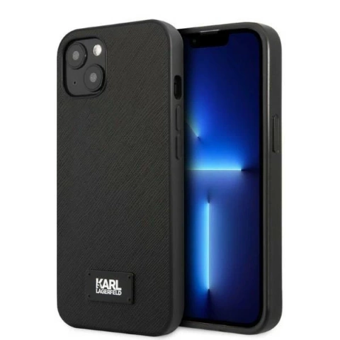 Handyschutzhülle Karl Lagerfeld KLHCP13SSFMP2K für Apple iPhone 13 Mini 5.4" Hardcase schwarz/schwarz Saffiano Plaque