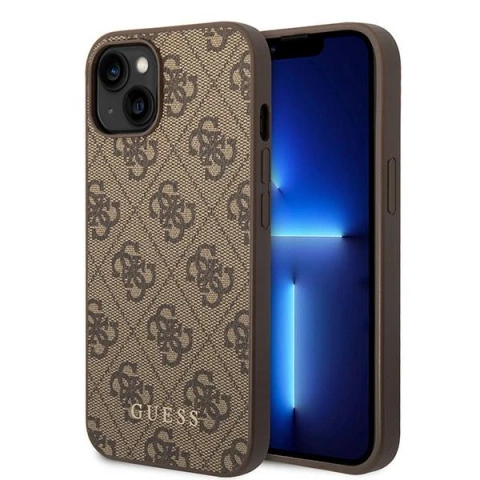 Etui Guess GUHCP15MG4GFBR für iPhone 15 Plus 6,7" Hartschale 4G Metal Gold Logo braun/braun