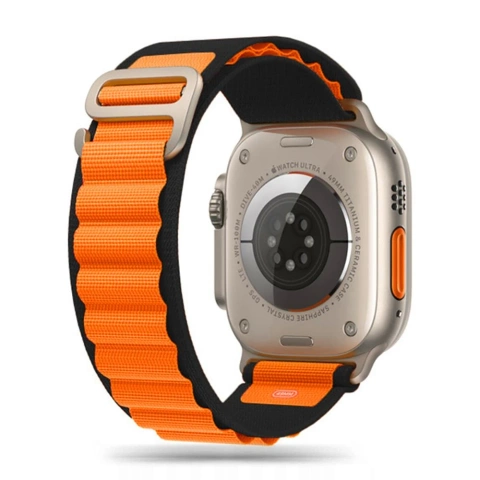 NYLON PRO APPLE WATCH 4 / 5 / 6 / 7 / 8 / SE / ULTRA (42 / 44 / 45 / 49 MM) SCHWARZ / ORANGE