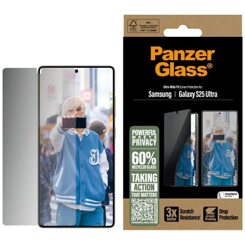 Gehärtetes Glas für Samsung Galaxy S25 Ultra PanzerGlass Ultra-Wide Fit Privacy