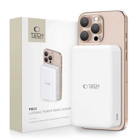 Powerbank Tech-Protect PB12 LifeMag 20000mAh MagSafe Weiß 15W
