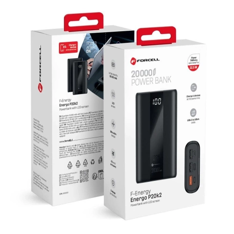 Powerbank Forcell F-Energy P20K2 20000mAh PD 22,5W QC3.0 Schwarz