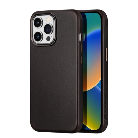 Dux Ducis Naples Case für iPhone 14 Pro Max Lederhülle (MagSafe-kompatibel) Dunkelbraun