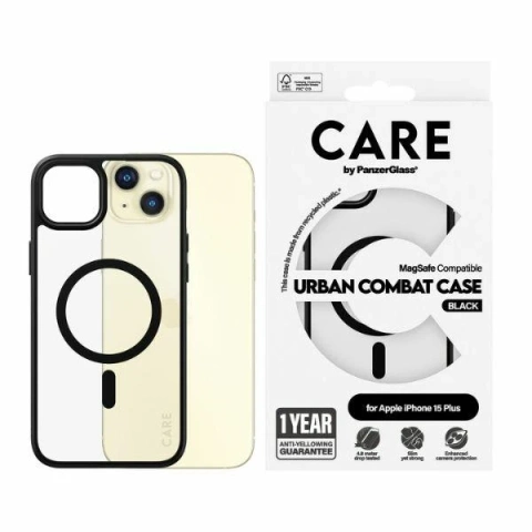 iPhone 15 Plus CARE by PanzerGlass Urban Combat Case MagSafe Klar mit Schwarz