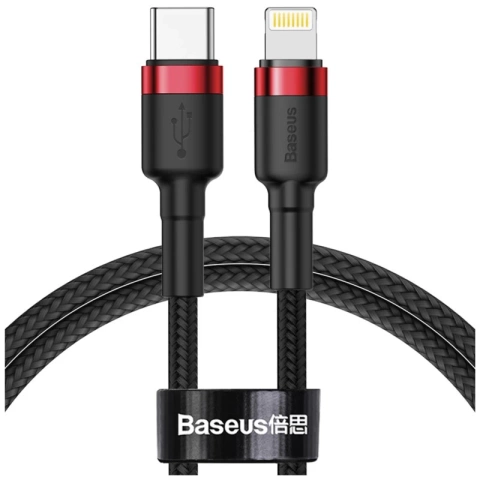Baseus Cafule USB-C Lightning PD 1m Nylonkabel Schwarz / Rot