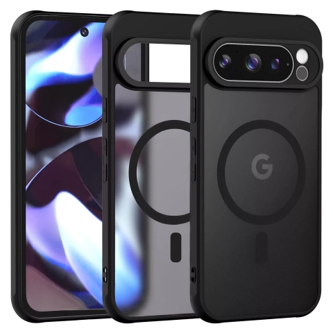 Hülle für Google Pixel 9 Pro Alogy MagSafe Hybrid Matte Case Rückseite für MagMat Phone Mattschwarz