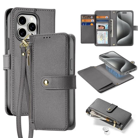 Dux Ducis Lawa Lederhülle für iPhone 15 Pro Max mit MagSafe - Grau