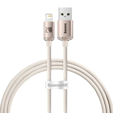 Baseus Crystal Shine Series USB - Lightning Kabel 2.4A 20W 1.2m rosa (CAJY001104)