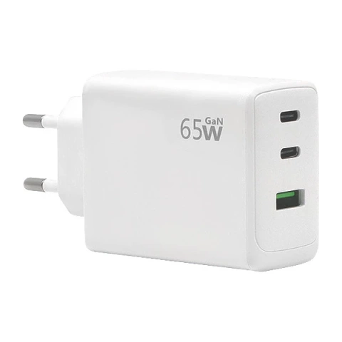 Ecobox USB 2xType-C 65W PD PPS Wandladegerät Weiß