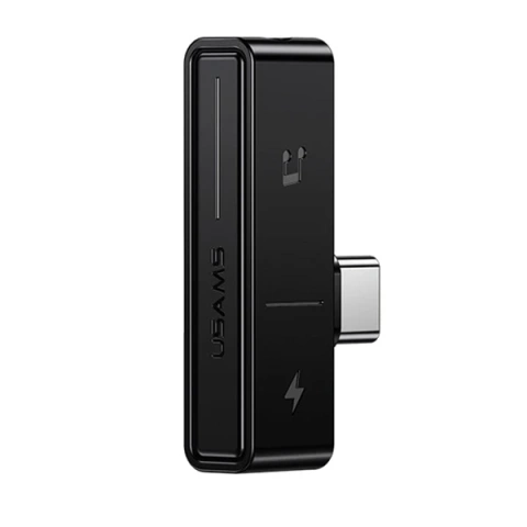 USAMS Adapter AU12 2w1 USB-C 3,5mm Czarny/Schwarz SJ386TC01 (US-SJ386)