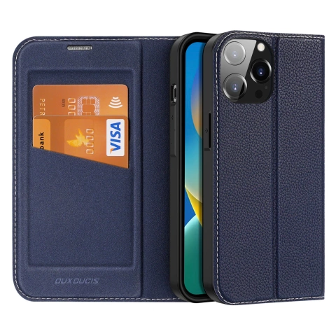 Dux Ducis Skin X2 Hülle für iPhone 14 Pro Max magnetische Flip-Cover blau