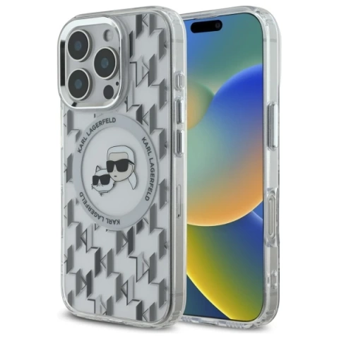 Karl Lagerfeld Hülle für iPhone 16 Pro Max 6,9" Transparent MagSafe IML Monogramm Karl