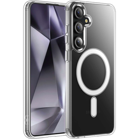 Hülle für Samsung Galaxy S24 Mag Safe Case Rückseite Gehäuseabdeckung Anti-Shock Clear Alogy Transparent