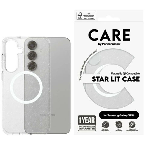 Samsung Galaxy S25 CARE von PanzerGlass Flagship Urban Combat StarLight White QI Transparent Case