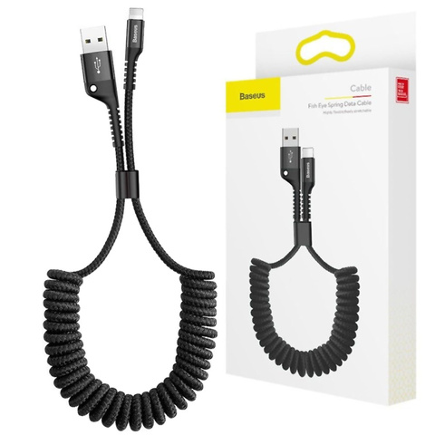 1m Baseus Federkabel USB zu Lightning 2A Schwarz