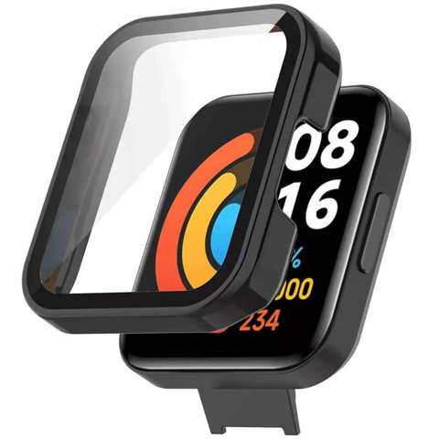 2in1 Schutzhülle mit eingebautem Glas für Xiaomi Redmi Watch 2 Lite Alogy Classic Case Black