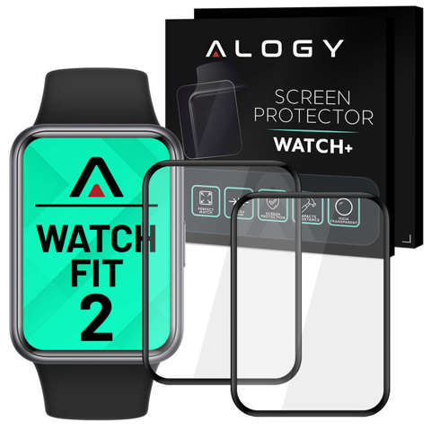 2x Alogy 3D Flexibles Schutzglas für Huawei Watch Fit 2 2022 Schwarz