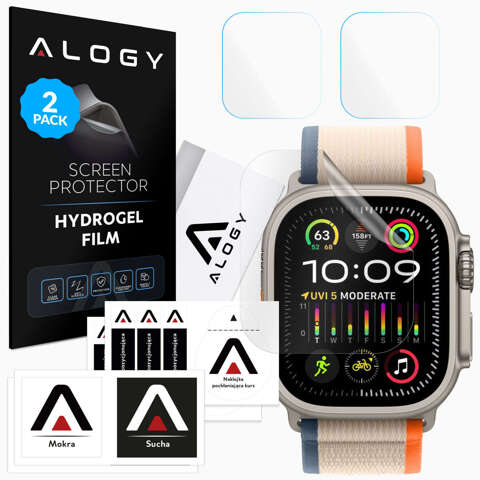 2x Alogy Hydrogel Hydrogel Schutzfolie für Smartwatch für Apple Watch Ultra/Ultra 2 49mm