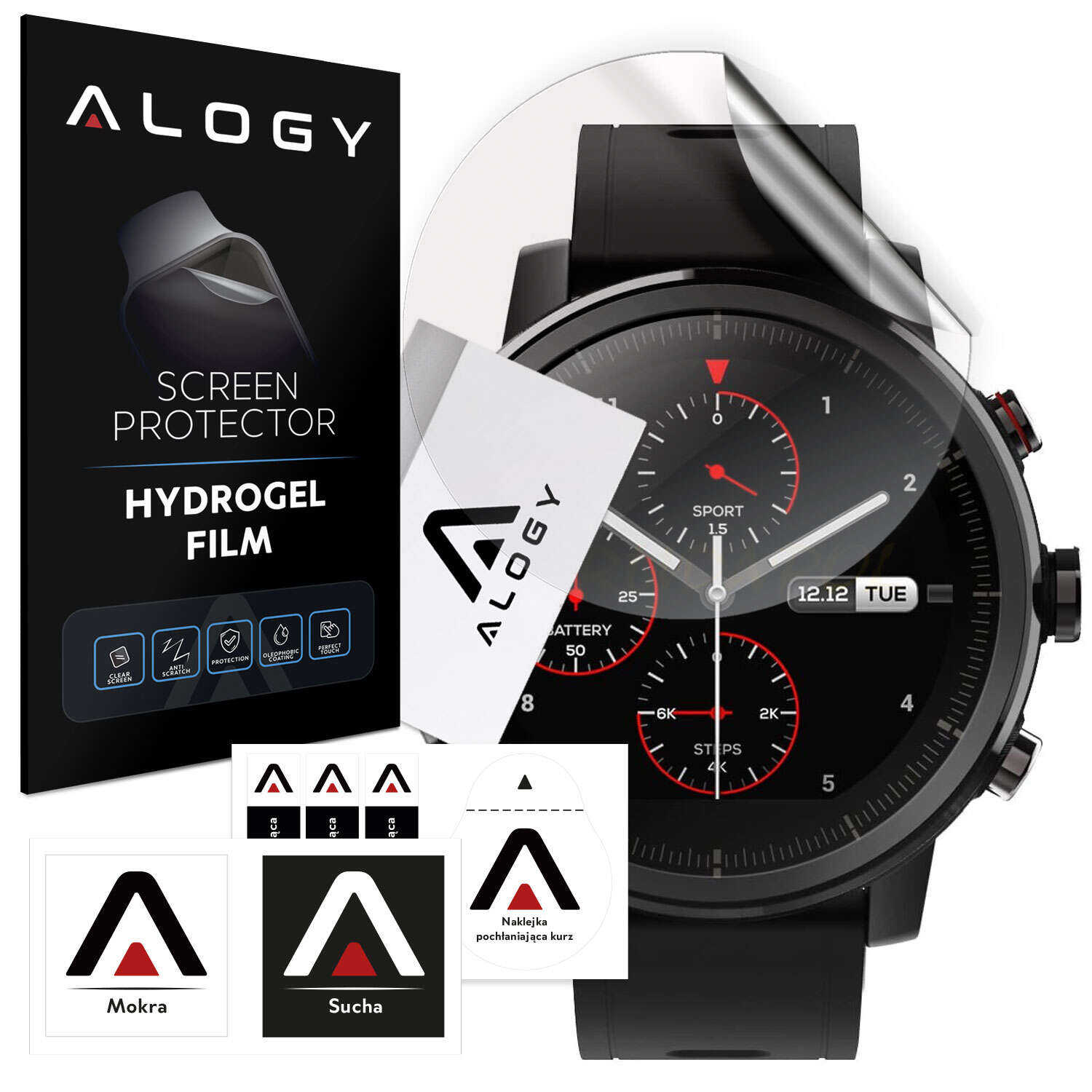 2x Alogy Hydrogel Hydrogel Schutzfolie für Smartwatch für Xiaomi Amazfit Stratos