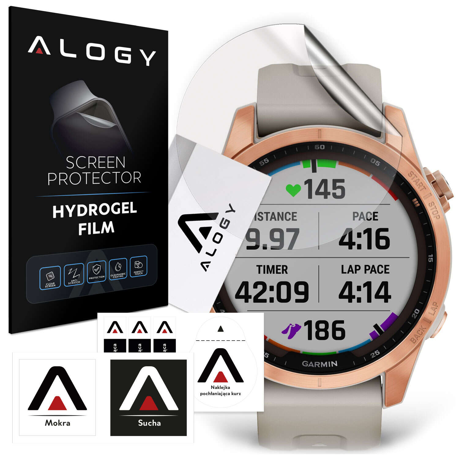 2x Alogy Hydrogel Schutzfolie für Garmin Fenix ​​​​7s Smartwatch