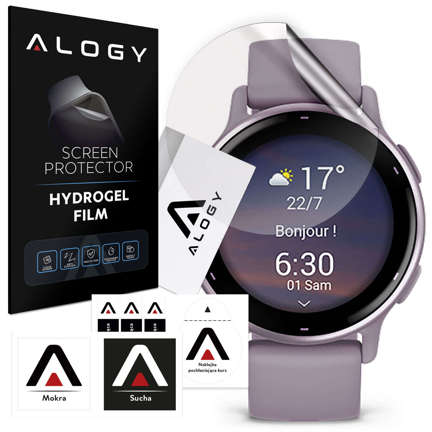 2x Alogy Hydrogel Schutzfolie für Garmin Vivoactive 5 Smartwatch