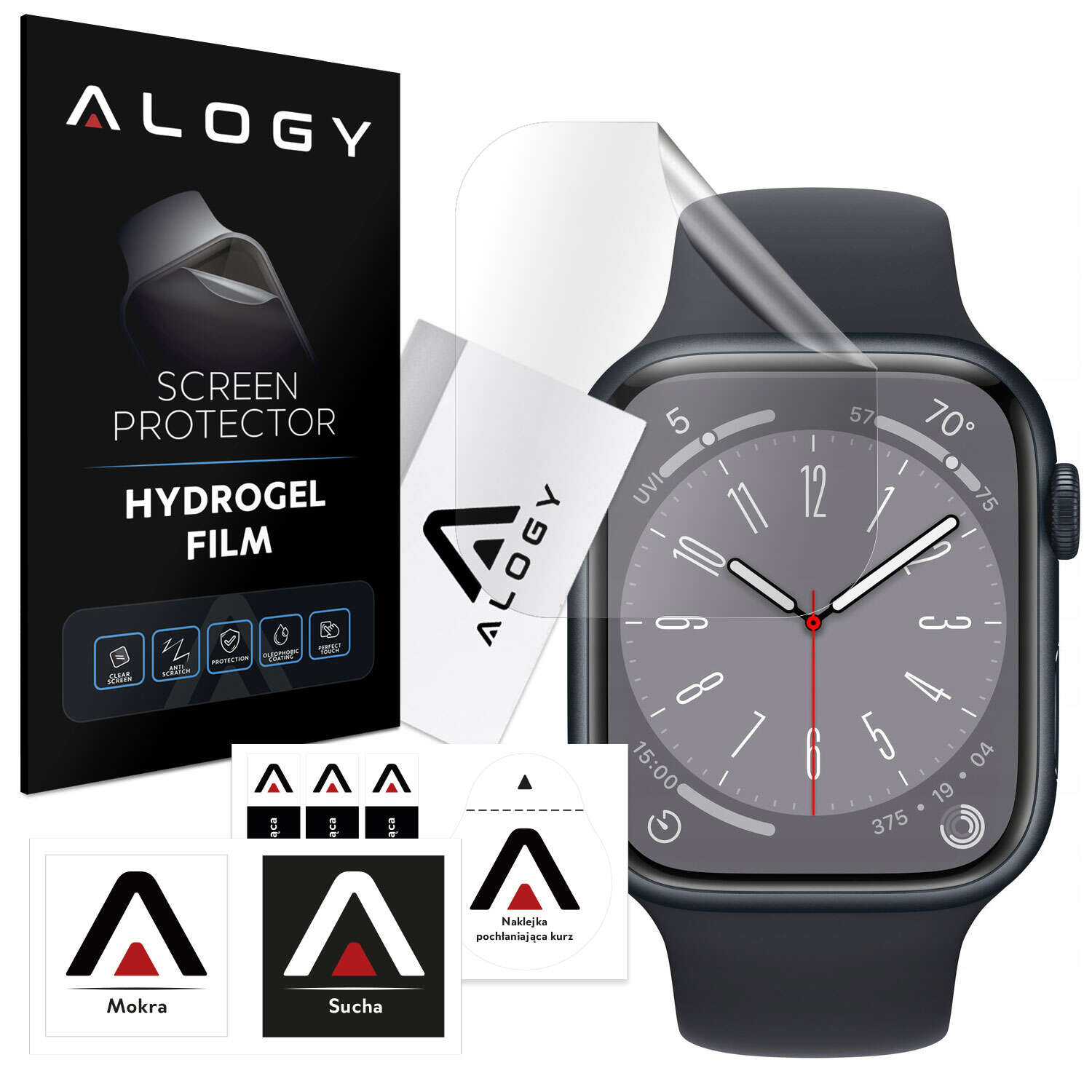 2x Alogy Hydrogel Smartwatch Schutzfolie für Apple Watch 8 45mm