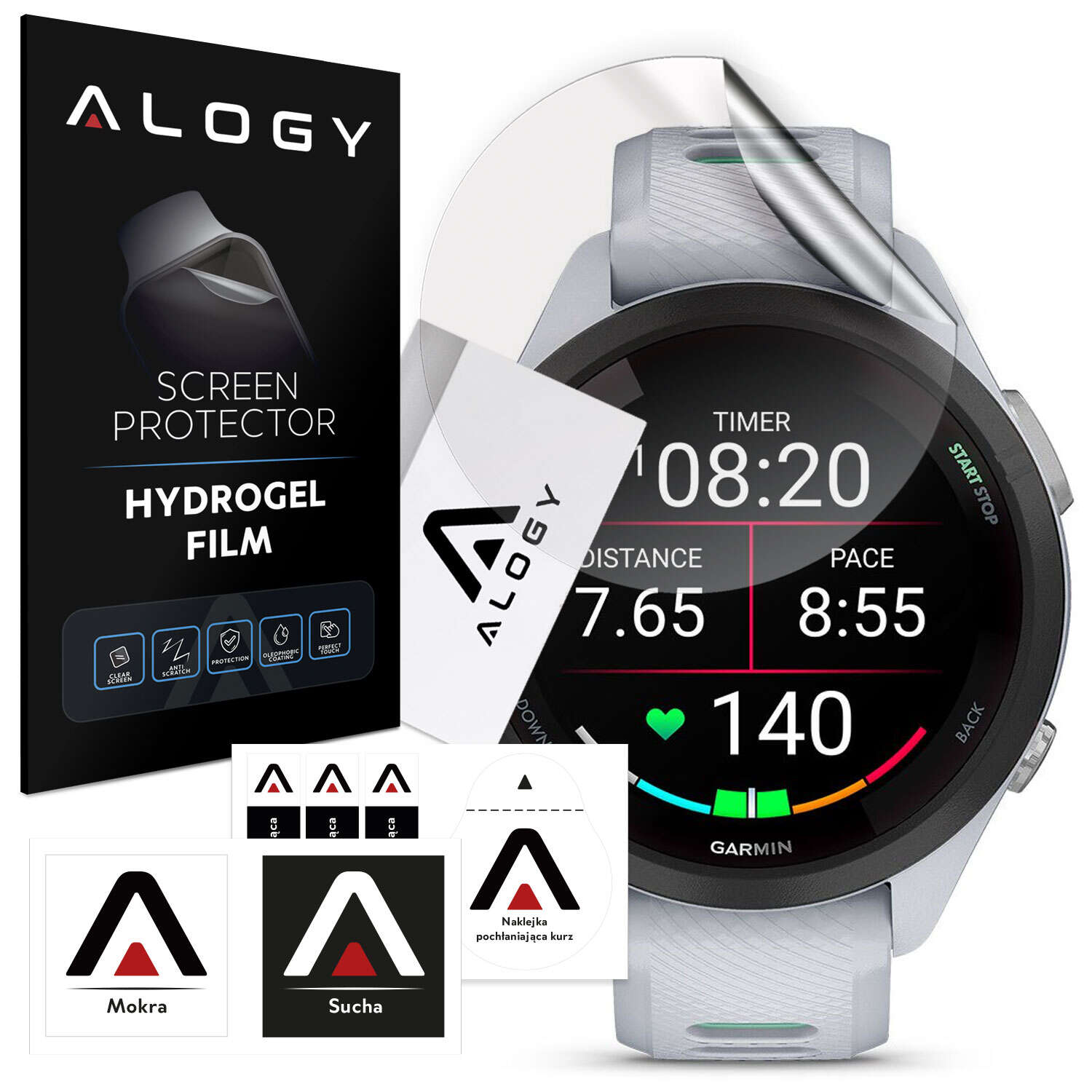 2x Alogy Hydrogel Smartwatch-Schutzfolie für Garmin Forerunner 265s