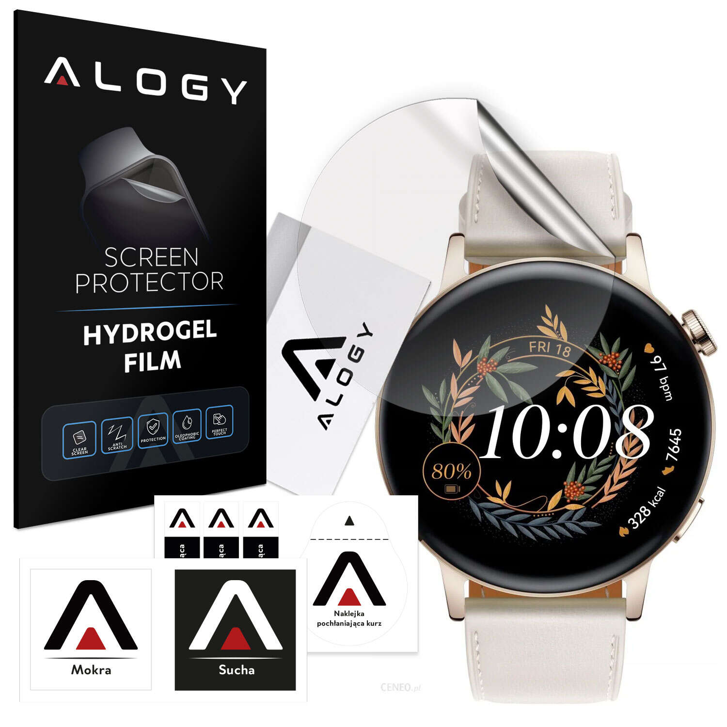 2x Alogy Hydrogel Smartwatch Schutzfolie für Huawei Watch GT 3 Elegant 42mm