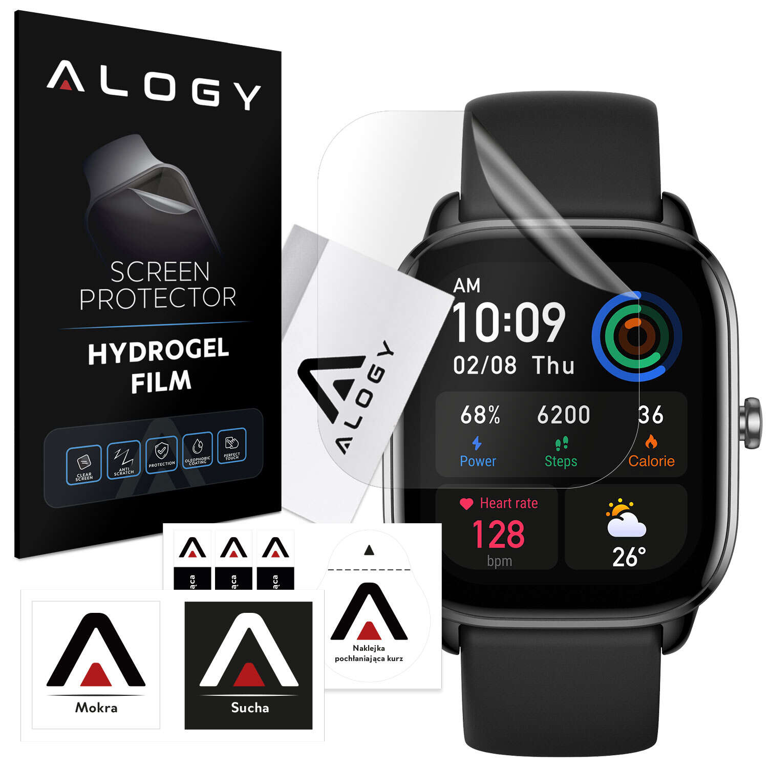 2x Alogy Hydrogel Smartwatch Schutzfolie für Xiaomi Amazfit GTS 4 Mini