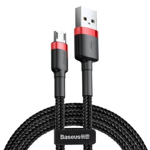 3 m langes Baseus Cafule-Kabel, strapazierfähiges Micro-USB-2A-rotes Nylonkabel