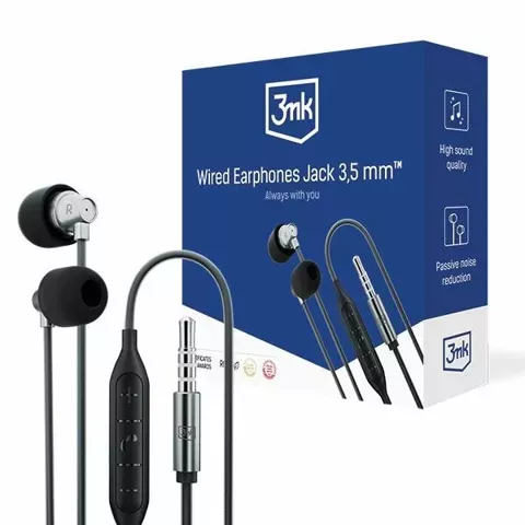 3MK-Kopfhörer mit Kabel, 3,5-mm-Klinkenstecker, schwarz/schwarz, 3,5-mm-Klinkenstecker