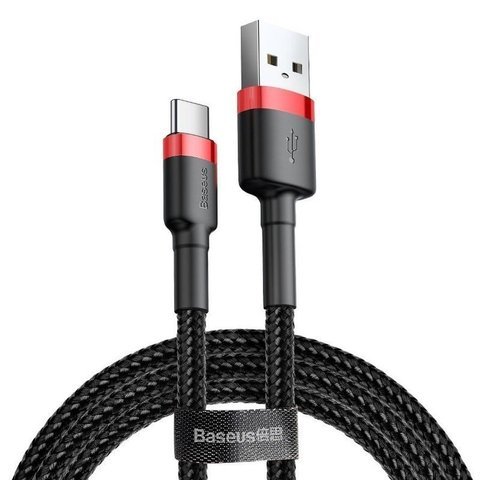 3m Baseus Cafule USB-C Typ C 2A Kabel schwarz und rot