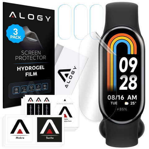 3x Alogy Hydrogel Schutzfolie für Xiaomi Smart Mi Band 8 Smartwatch