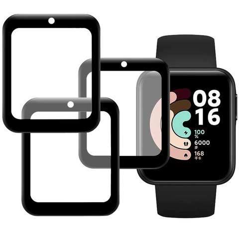 3x Flexibles 3D Alogy Schutzglas für Xiaomi Mi Watch Lite Schwarz