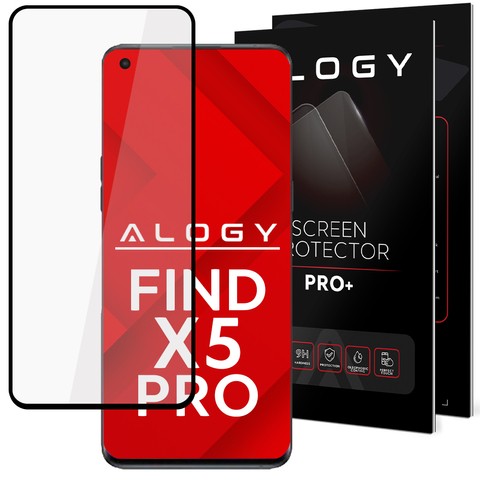 9H Alogy Full Glue gehärtetes Glas für hüllenfreundliche Hülle für Oppo Find X5 Pro Black
