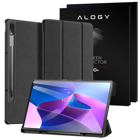 Alogy Book Cover Case für Lenovo Tab P12 Pro 12.6" TB-Q706F, TB-Q706L Schwarzes Glas