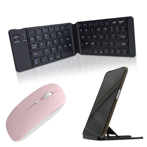 Alogy Faltbare drahtlose Bluetooth-Tastatur für Win/iOs/Android BT-Maus, verstellbarer Ständer