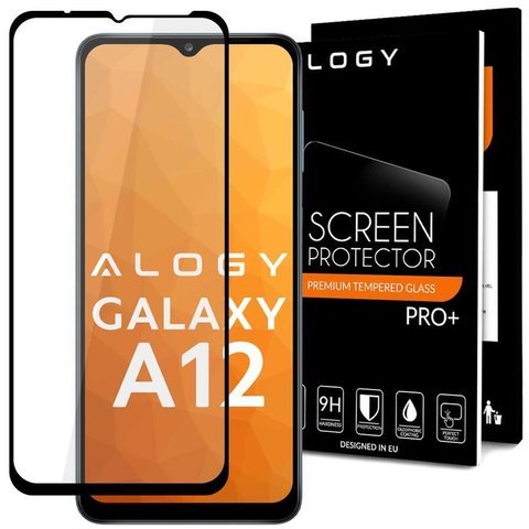 Alogy Full Glue Hüllenfreundliches Glas für Samsung Galaxy A12 2020/2021 Schwarz