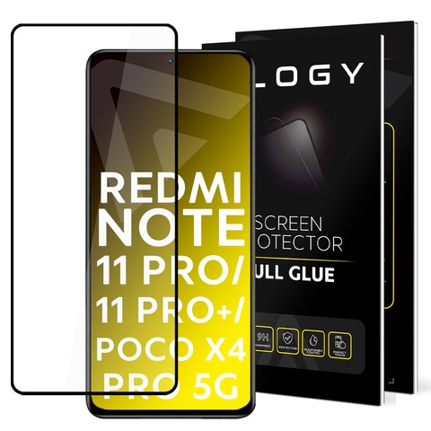 Alogy Full Glue gehärtetes Glas für hüllenfreundliche Hülle für Xiaomi Redmi Note 11 Pro / 11 Pro Plus / Poco X4 Pro 5G Schwarz