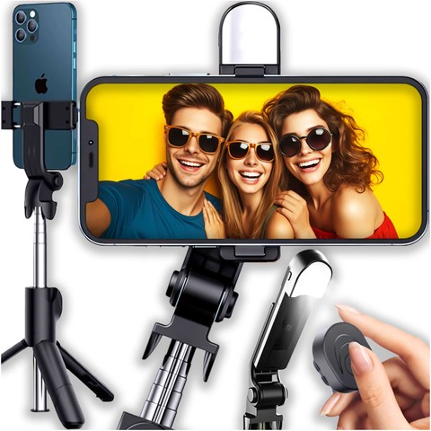 Alogy Holder Wireless Selfie Stick Bluetooth faltbares Stativ Mini-Telefonstativ mit LED-Lampe