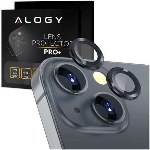Alogy Metall-Objektiv-Schutzglas-Objektivdeckel für Apple iPhone 13/13 Mini Schwarz