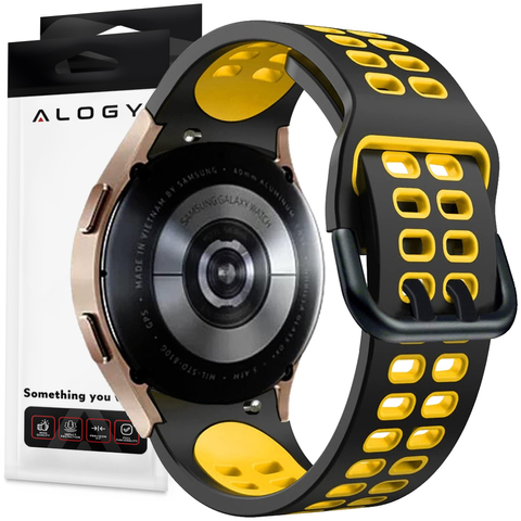 Alogy Softband Sportarmband Smartwatch Rubber für Samsung Galaxy Watch 4/5 40/42/44/45mm Schwarz & Gelb