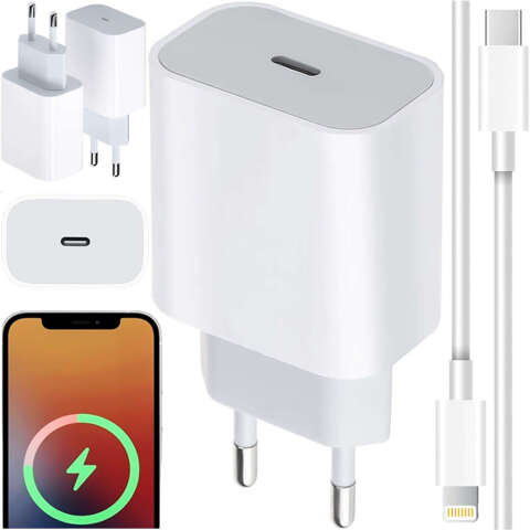 Alogy schnelles USB-C PD 20 W Wandladegerät Lightning-Kabel 1 m Weiß