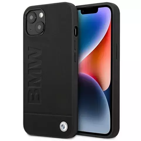 BMW BMHCP14MSLLBK Handyhülle für Apple iPhone 14 Plus 6.7" schwarz/schwarz Leder Stamp