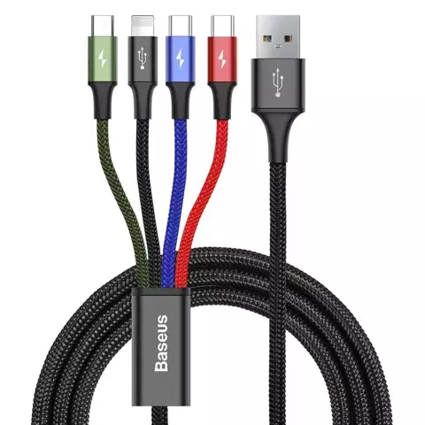 Baseus Kabel USB 4in1 Lightning / 2x USB Typ C / Micro-USB Kabel in Nylongeflecht 3.5A 1.2m schwarz (CA1T4-B01)