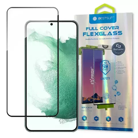 Bestsuit 3D Edge Nano Flexi Glas Glasfolie Vollbild Panzerglas mit Rahmen für Samsung Galaxy S22 (S22 Plus) transparent