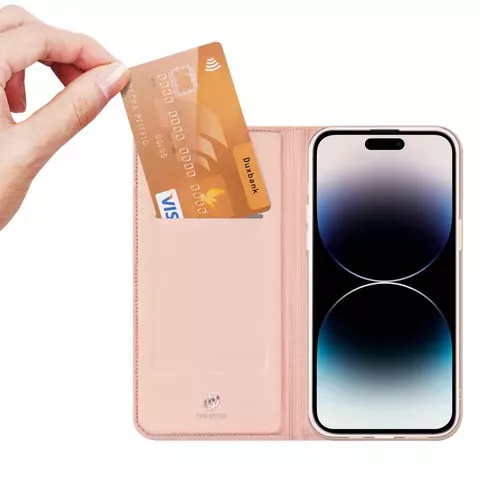 Dux Ducis Skin Pro iPhone 15 Pro Max Hülle mit Flip Cover und Geldbörse – Pink