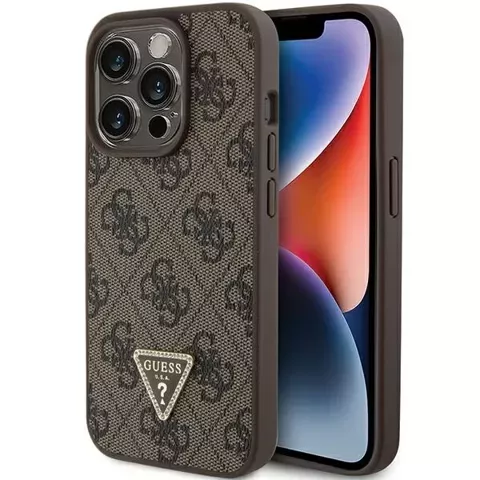 Etui Guess GUHCP15XP4TDPW für iPhone 15 Pro Max 6,7" braun/braunes Hardcase Leder 4G Triangle Strass