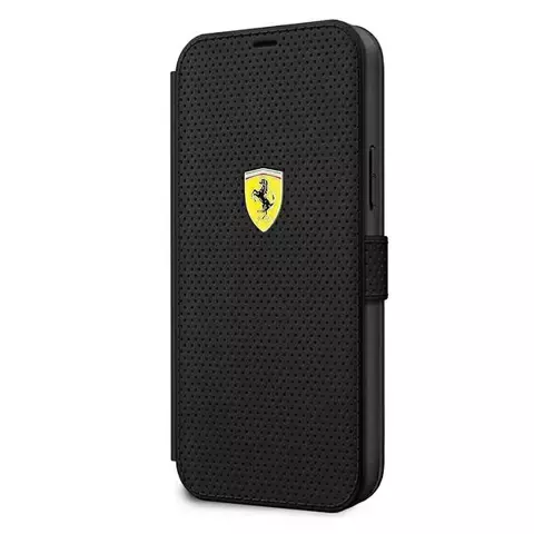 Ferrari iPhone 12 Pro Max 6.7" Handyhülle schwarz/schwarzes Buch On Track Perforated